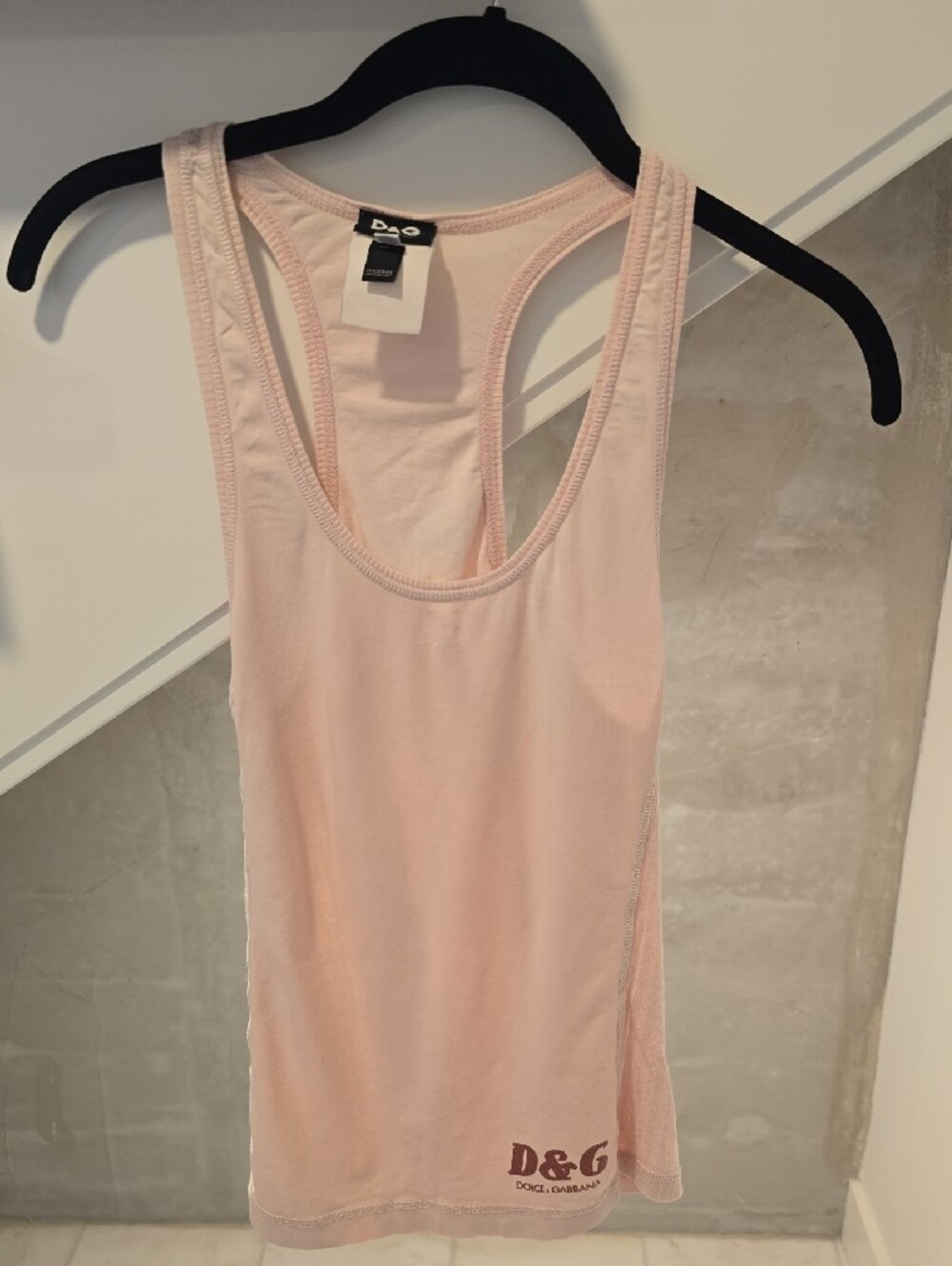 D&G Pale Pink Racerback Logo Tank Top Vintage Sz Small